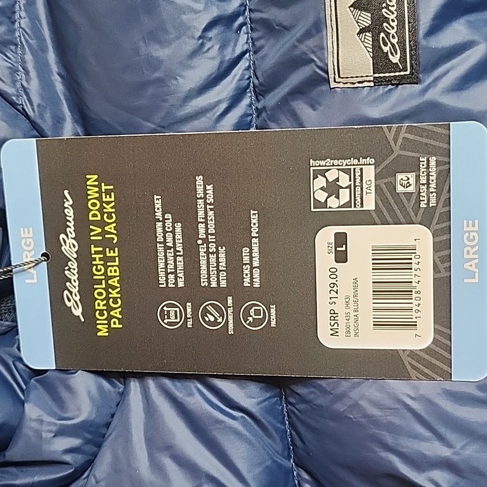 *Eddie Bauer Microlight IV Down Packable Jacket - Picture 6 of 9